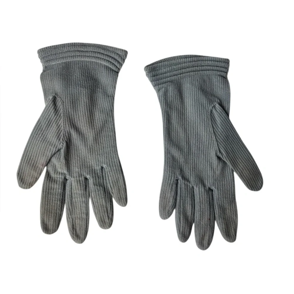 Vintage Gray Gloves Thin Corduroy Small 6.5 100% Nylon